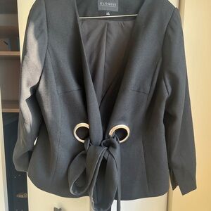 ELOQUII Grommet Tie Waist Blazer Black Jacket Women’s Size 16 Statement Belted